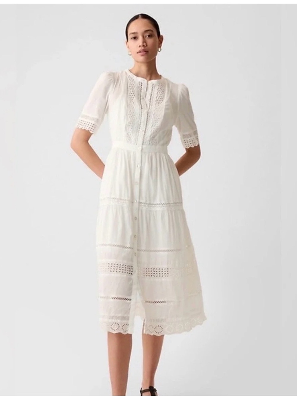 GAP White Lace Midi Dress